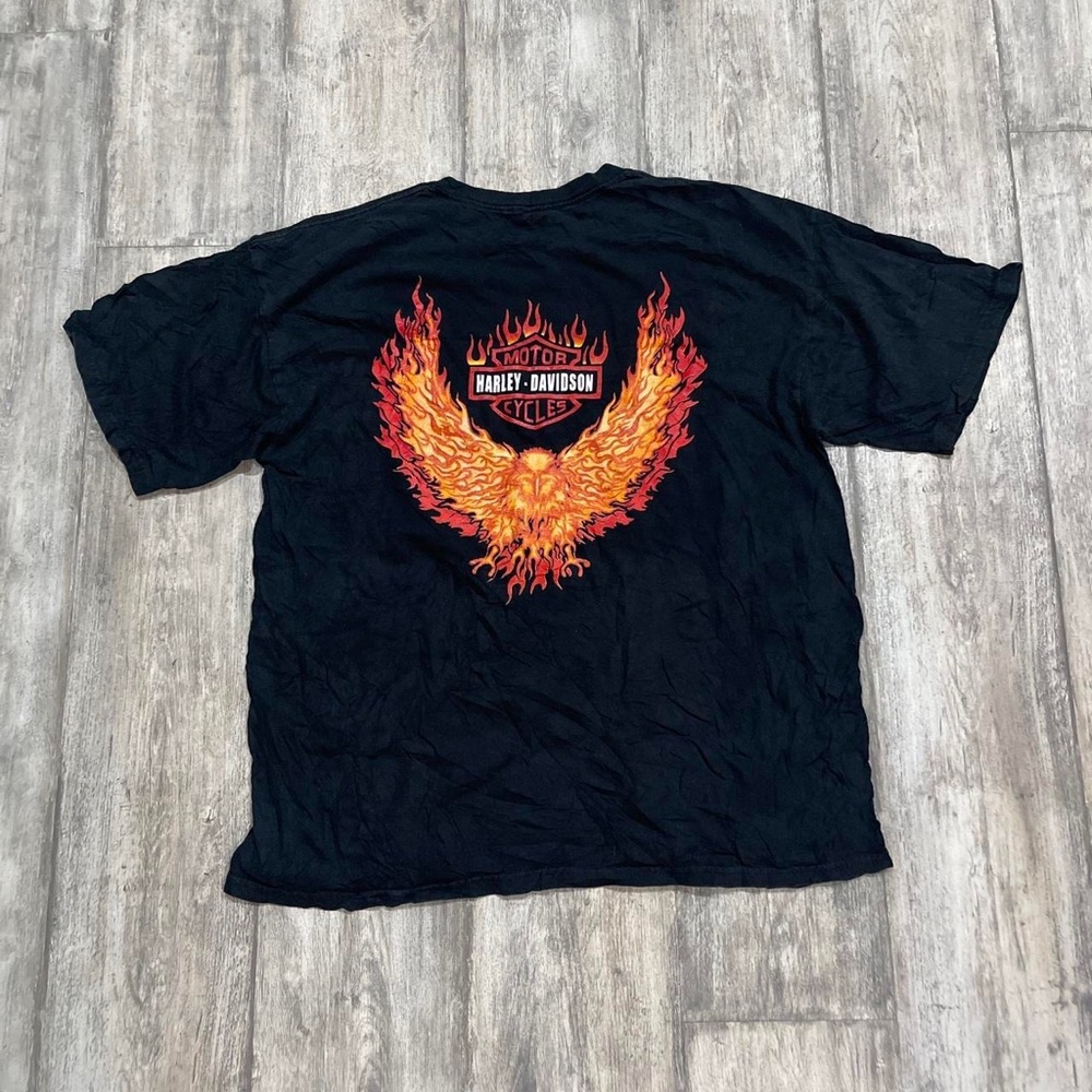 Harley Davison cyber y2k flame eagle t shirt